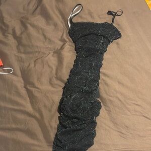 Lulu's Black Glitter Backless Dress
